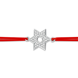 Браслет красная нить 1410010735-14 серебро Звезда Давида