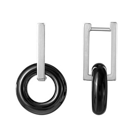 Серьги подвесные 00-00000027 чер ювелирный сплав бублик