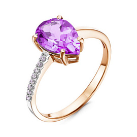 Кольцо один камень К-0276 ам золото