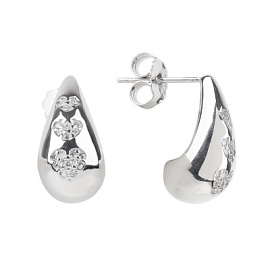 Серьги пусеты FYE15131 серебро Боттега Венета