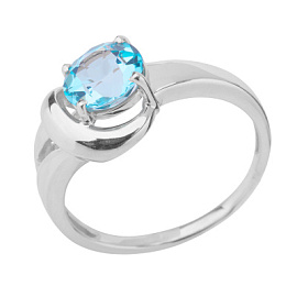 Кольцо один камень К-0244 тур гол серебро