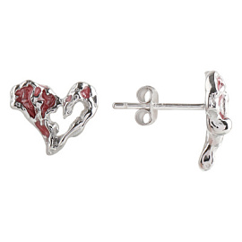 Серьги пусеты E1247-B-W серебро Сердце