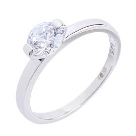 Кольцо один камень LLR593 серебро