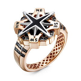 Печатка 040048ч золото Роза ветров