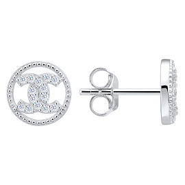 Серьги пусеты LLE601 серебро Шанель