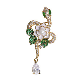 Брошь 3V-7179-Y ювелирный сплав змея