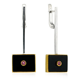 Серьги ER040098GRN-FRD-L серебро Прямоугольник