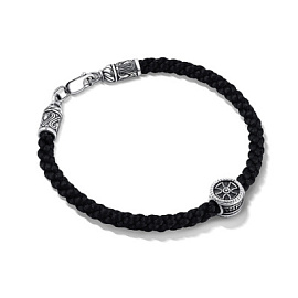 Браслет текстильный 05-4657.0000-09 серебро Спаси и сохрани