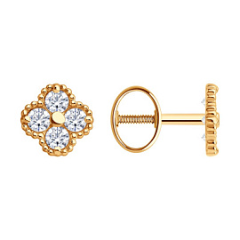 Серьги пусеты 0200629 золото Ван Клиф