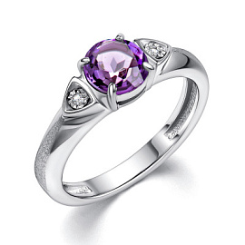 Кольцо один камень 01-4343.БРАМ-00 серебро