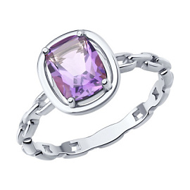 Кольцо один камень 92014879 серебро