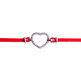 Браслет красная нить 05070291-28-6 серебро Сердце