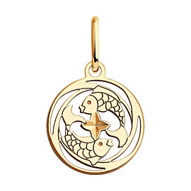 Подвеска знак зодиака 036520 золото Рыбы