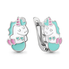 Серьги 34314.5 серебро Единорог
