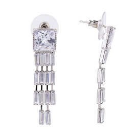 Серьги подвесные 3-0524-W ювелирный сплав