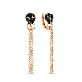 Серьги подвесные 002-0729-0052-012 золото Картье пантера