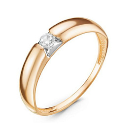 Кольцо один камень 117036 золото