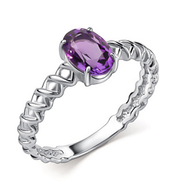 Кольцо один камень 01-5516.00АМ-00 серебро