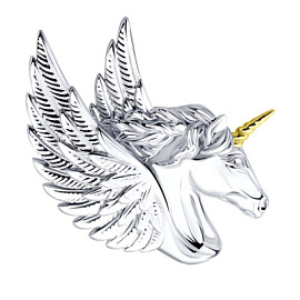 Брошь 94049018 серебро Единорог