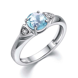 Кольцо один камень 01-4343.БРТБ-00 серебро