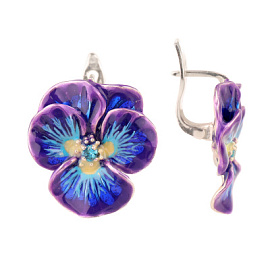 Серьги 23-081TR серебро Цветы