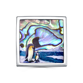 Брошь 5-207-62400 серебро Пингвин