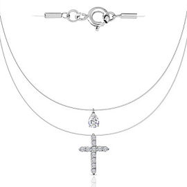 Подвеска на леске крест 52433 серебро Крест