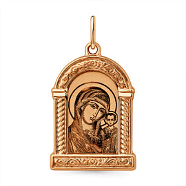 Подвеска религиозная христианская ладанка 010-0228-3000-010 золото Казанская Божья Матерь