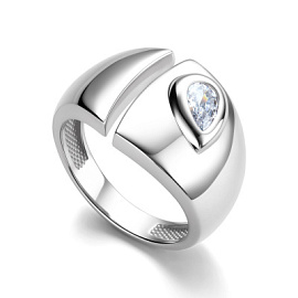 Кольцо один камень 01-4207.00КЦ-00 серебро Капля