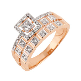 Кольцо 23197 золото Квадрат