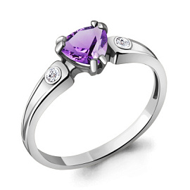 Кольцо один камень 6927904А.5 серебро