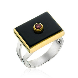 Кольцо RG040098GRN-FRD-M серебро Прямоугольник