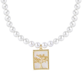 Бусы чокер К-150W-1Д-39 ювелирный сплав Дерево