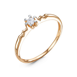 Кольцо один камень 1108109 золото