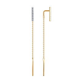 Серьги продевки 029650 золото Брусок