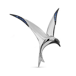 Брошь 5-104-0189 серебро Ласточка