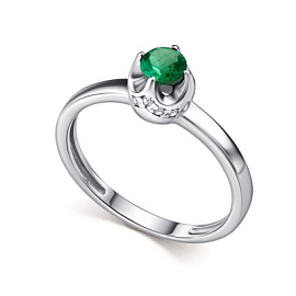 Кольцо один камень 01-5185.000И-00 серебро