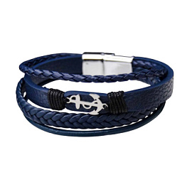 Браслет кожа, каучук 121110105 ювелирный сплав Якорь