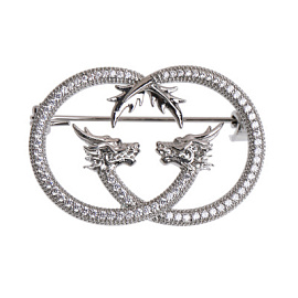 Брошь 3-3114-W ювелирный сплав Дракон