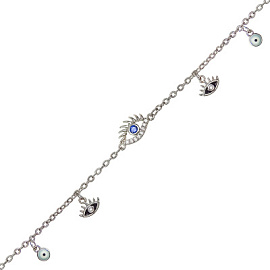 Браслет 3-2294-W ювелирный сплав Глаз-антисглаз