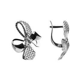Серьги С-3584чр416 серебро бантик