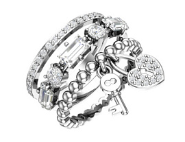 Кольцо 0101526-00775 серебро Ключик и замок