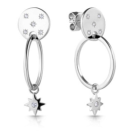 Серьги подвесные B1611E серебро Звезда