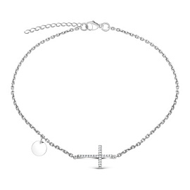 Браслет на ногу 451-10-494 серебро Крест