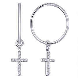 Серьги подвесные 53100 серебро Крест
