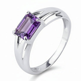 Кольцо один камень 1-1208 ам серебро