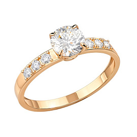 Кольцо один камень ДК-188 золото