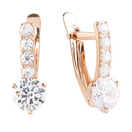 Серьги один камень ДС-188-1 золото