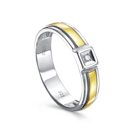 Кольцо один камень 11-886-1087 серебро