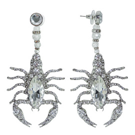 Серьги подвесные 3V-3430-W ювелирный сплав Скорпион